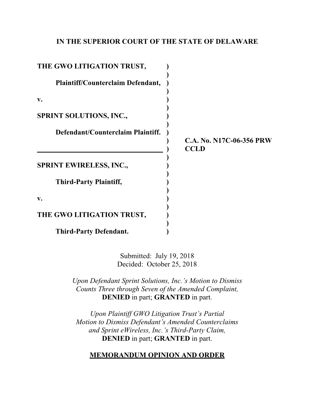 GWO Litigation Trust V Sprint.Pdf