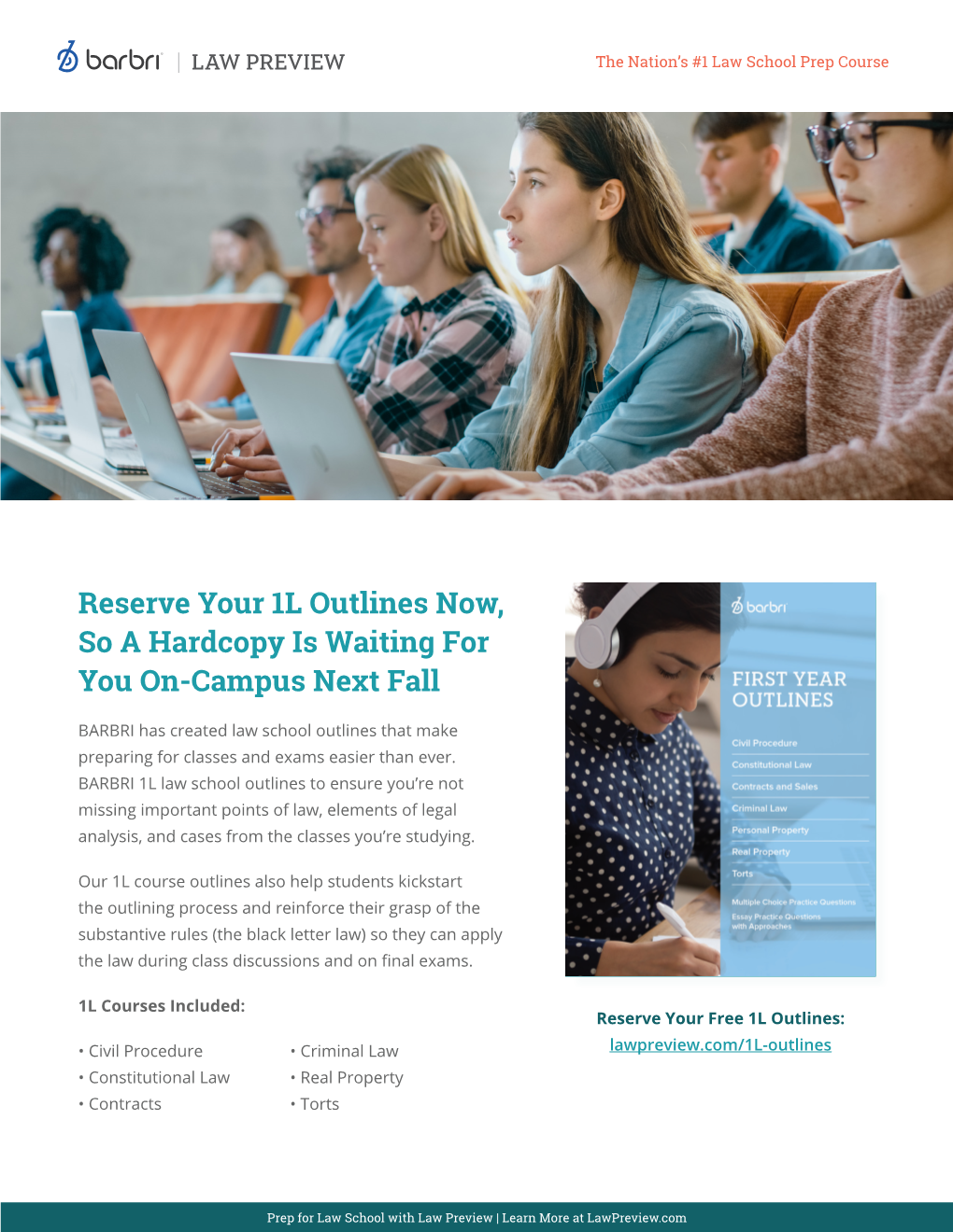 Reserve Your 1L Outlines Now, So a Hardcopy Is Waiting for You On-Campus Next Fall