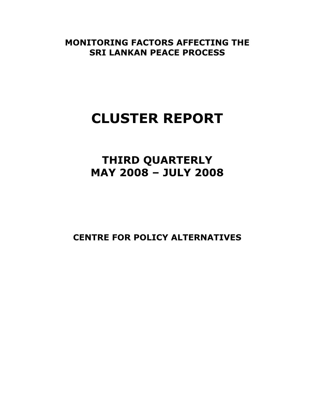 Cluster Report