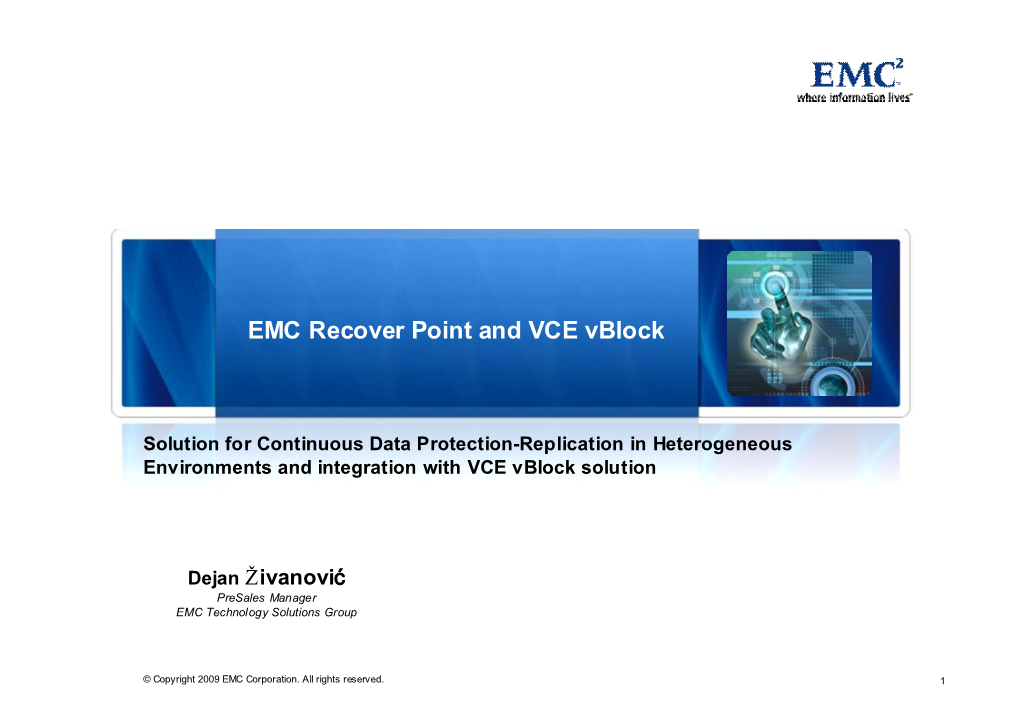 EMC Recover Point and VCE Vblock