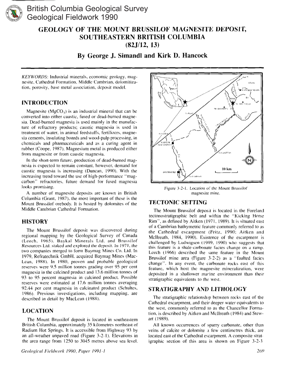 British Columbia Geological Survey Geological Fieldwork 1990