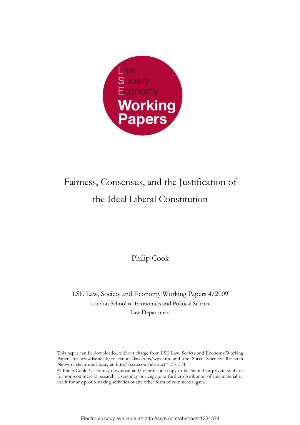 Fairness, Consensus, and the Justification of the Ideal Liberal Constitution