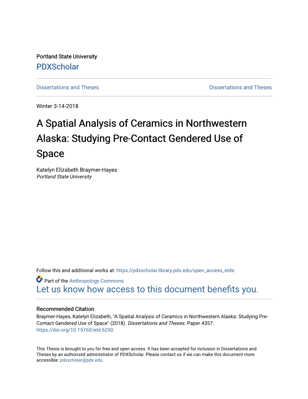 A Spatial Analysis of Ceramics in Northwestern Alaska: Studying Pre-Contact Gendered Use of Space