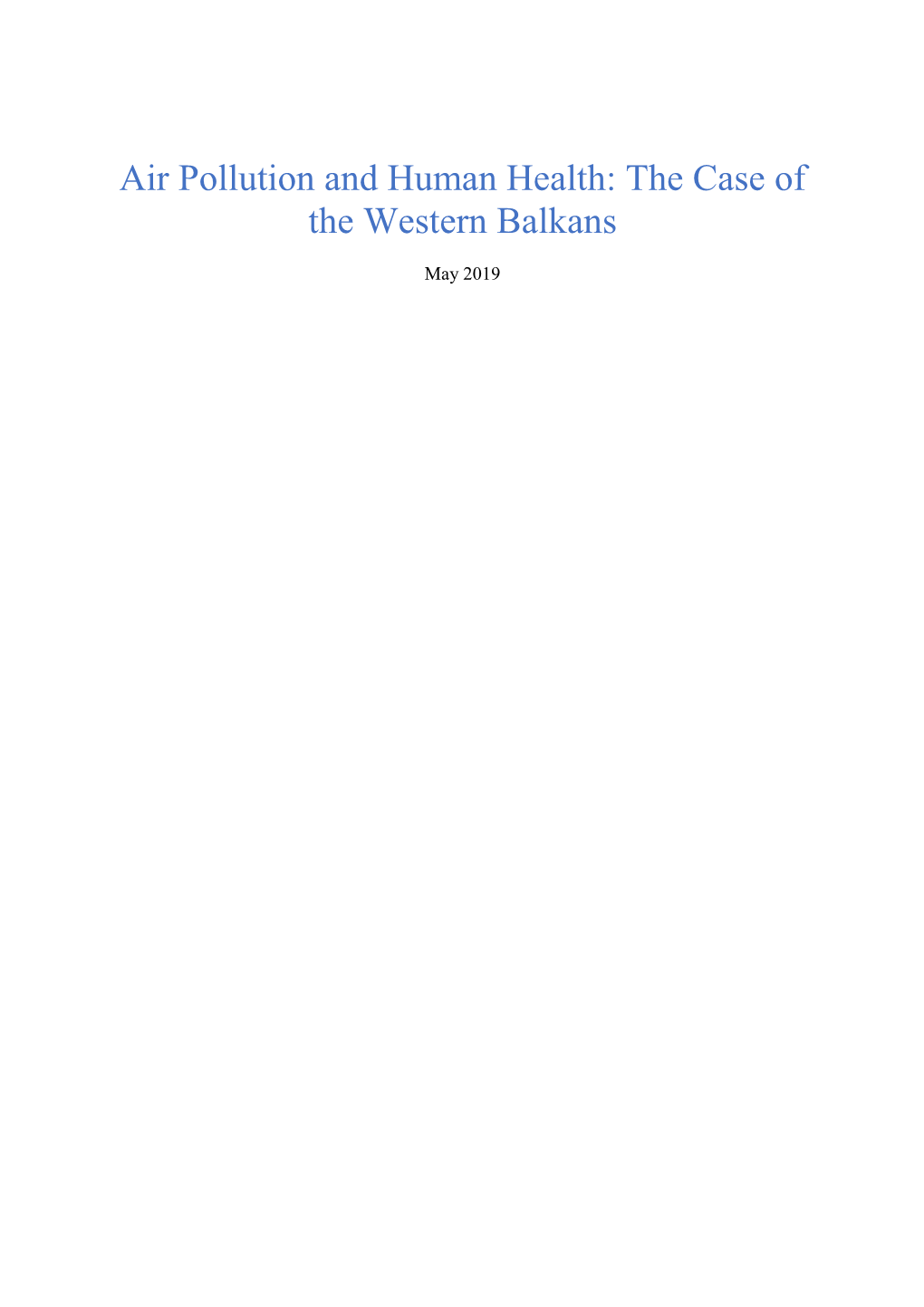 Air Pollution and Human Health: the Case of the Western Balkans