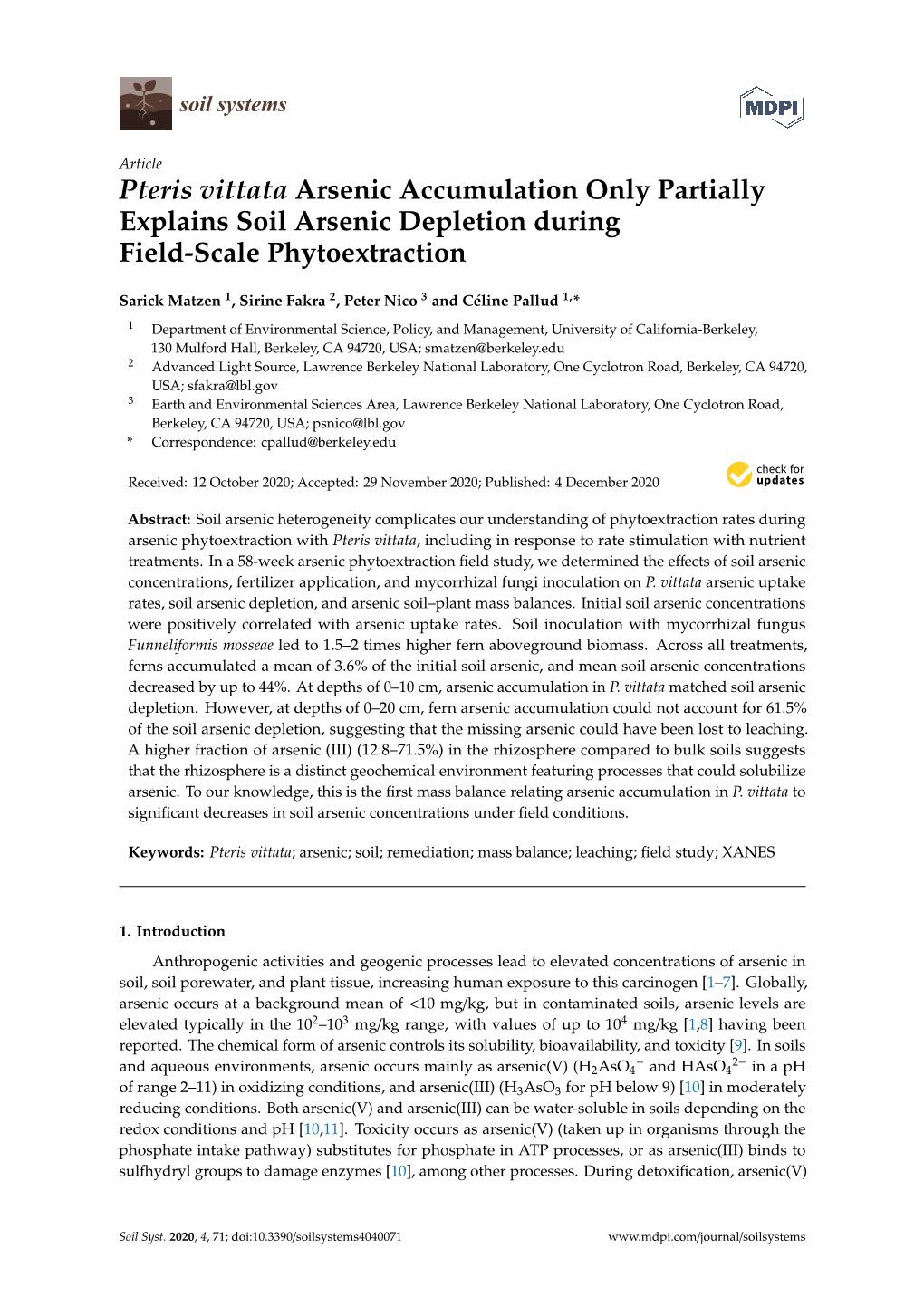 Pteris Vittata Arsenic Accumulation Only Partially Explains Soil Arsenic Depletion During Field-Scale Phytoextraction