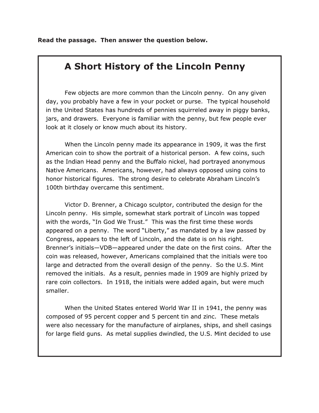 A Short History of the Lincoln Penny