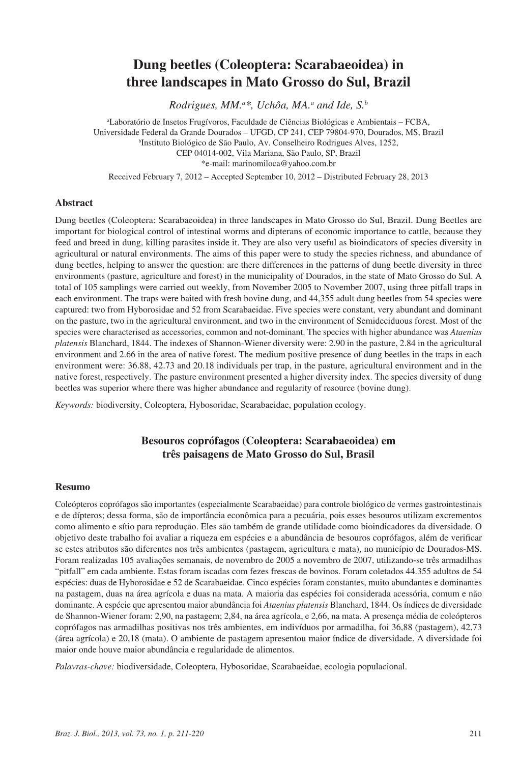 Dung Beetles (Coleoptera: Scarabaeoidea) in Three