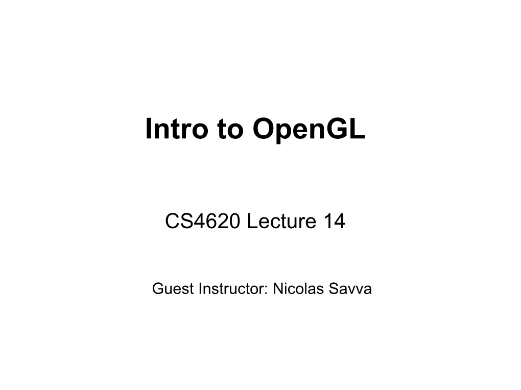 Intro to Opengl