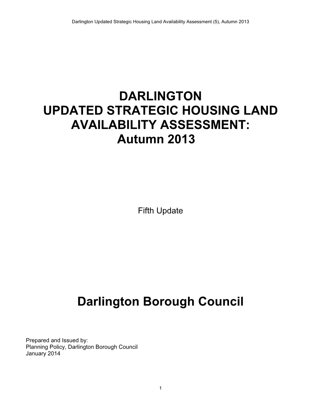 Darlington Strategic Housing Land Availability Assessment