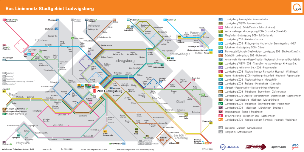 Bus-Liniennetz Stadtgebiet Ludwigsburg