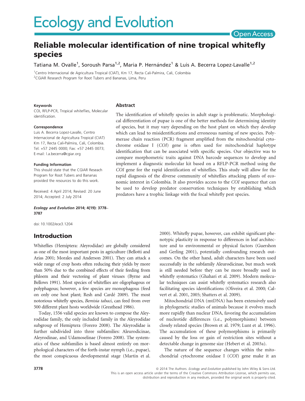 Reliable Molecular Identification of Nine Tropical Whitefly Species