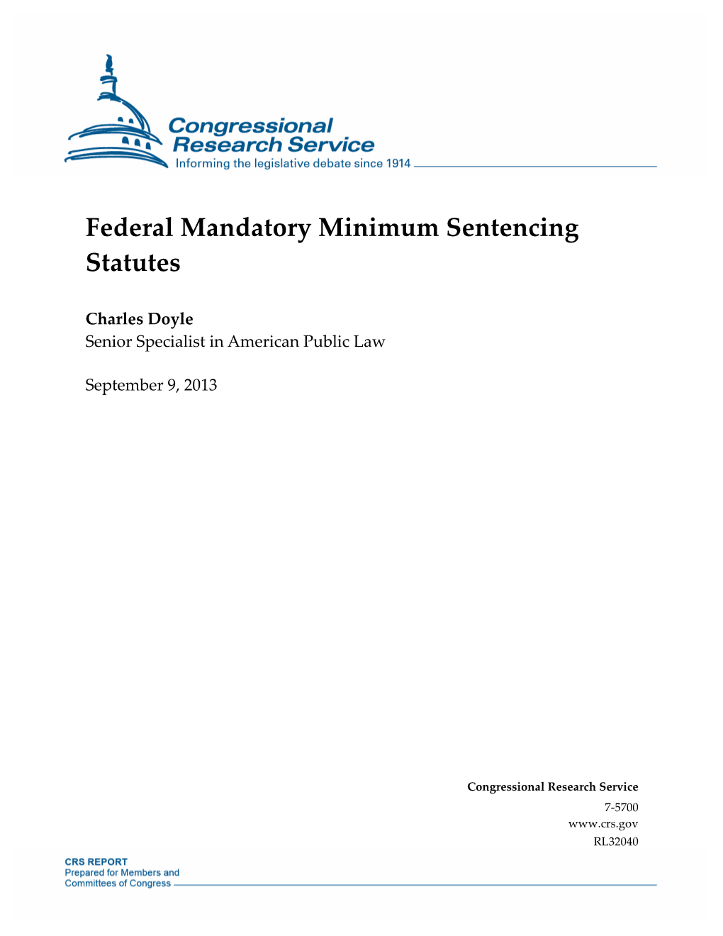 Federal Mandatory Minimum Sentencing Statutes