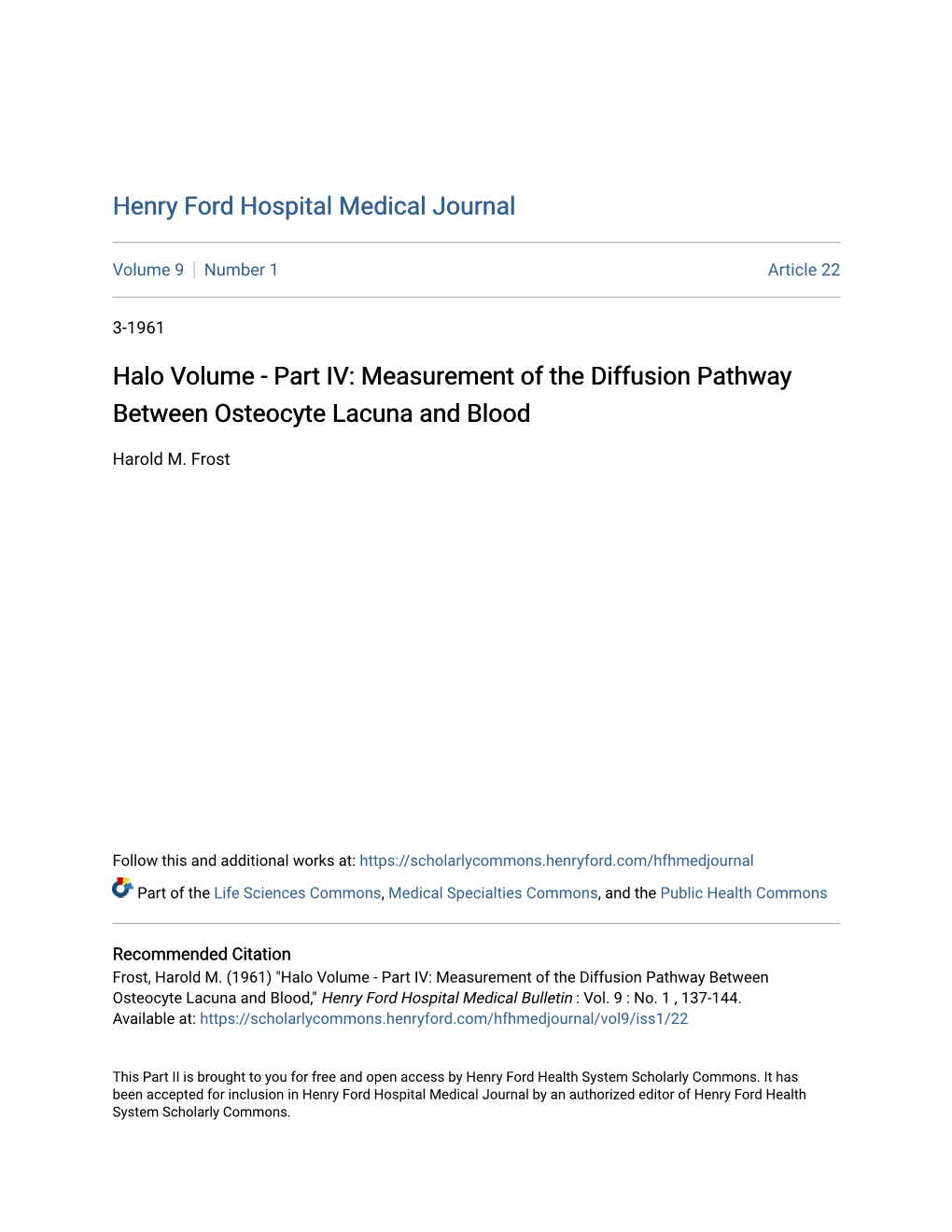 Measurement of the Diffusion Pathway Between Osteocyte Lacuna and Blood