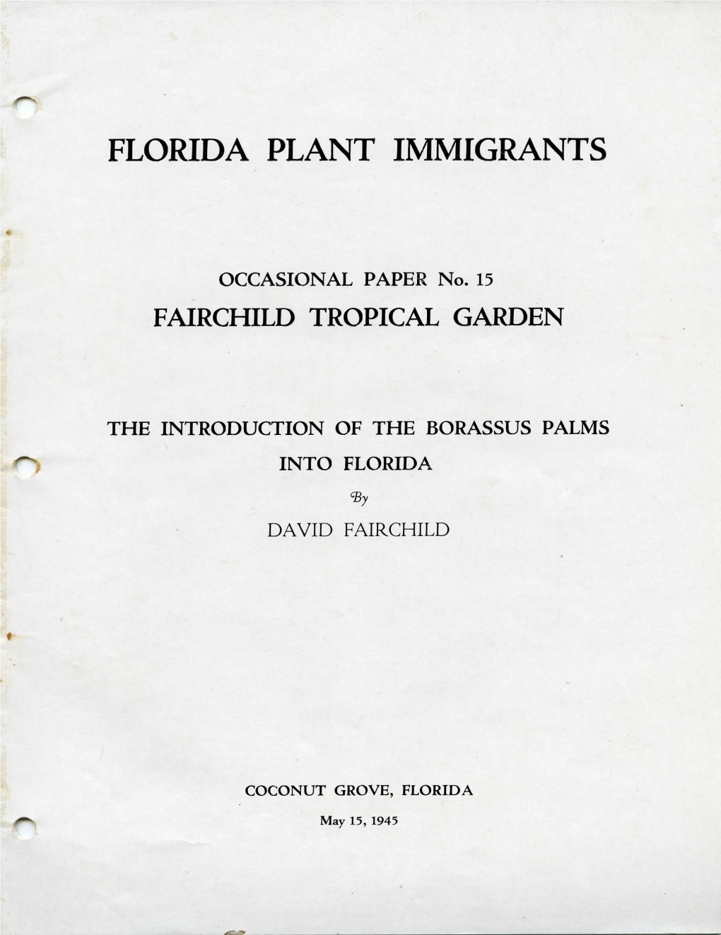 Rj FLORIDA PLANT IMMIGRANTS