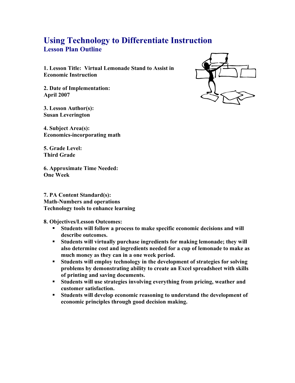 Using Technology to Differentiate Instruction Lesson Plan Outline