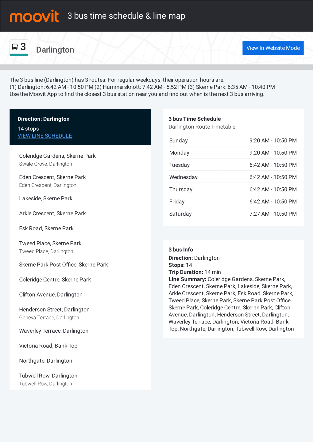 3 Bus Time Schedule & Line Route