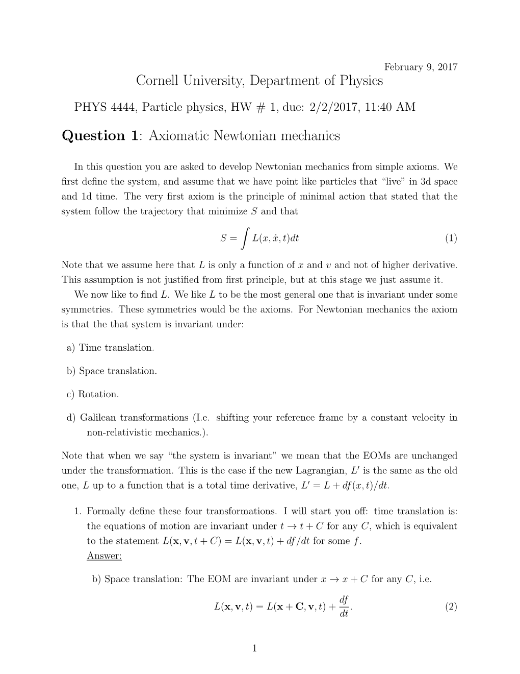 Axiomatic Newtonian Mechanics