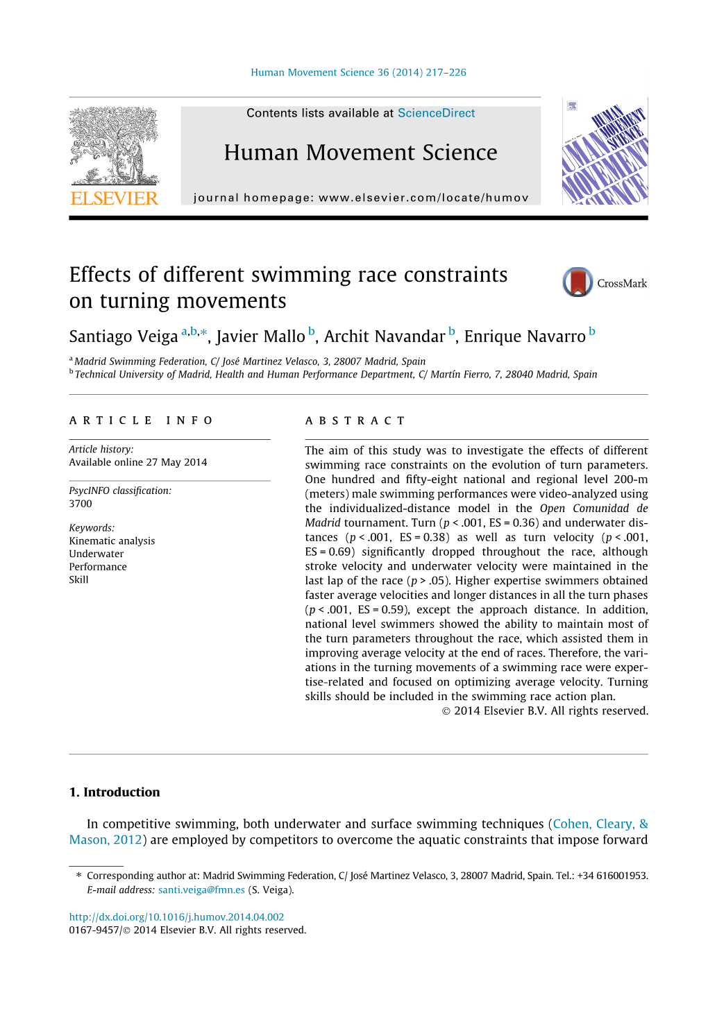 Effects of Different Swimming Race Constraints on Turning Movements