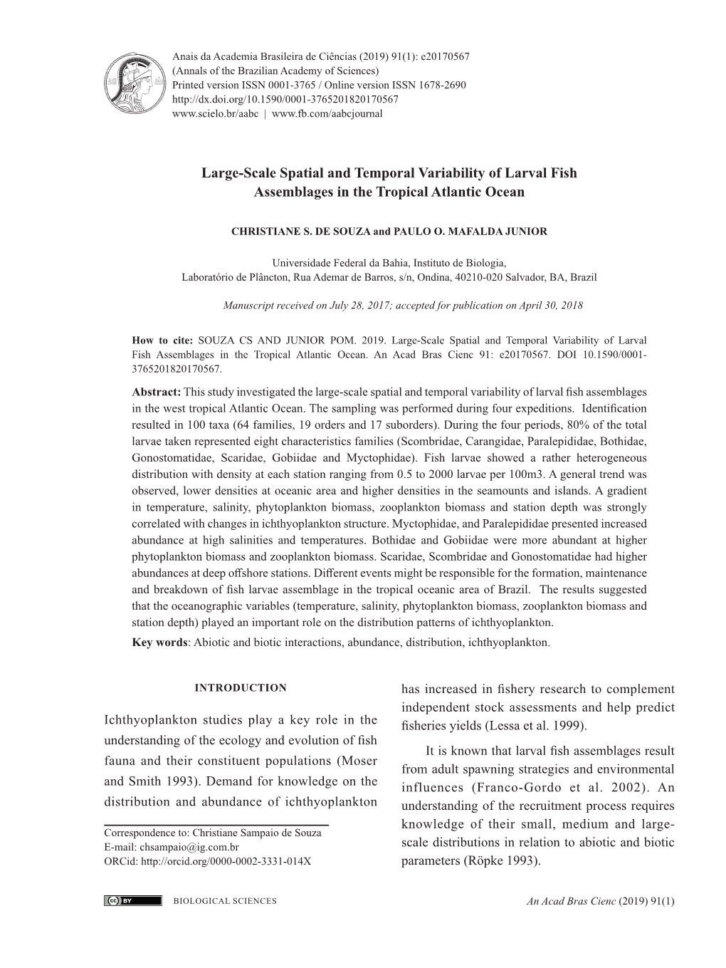 Large-Scale Spatial and Temporal Variability of Larval Fish Assemblages in the Tropical Atlantic Ocean