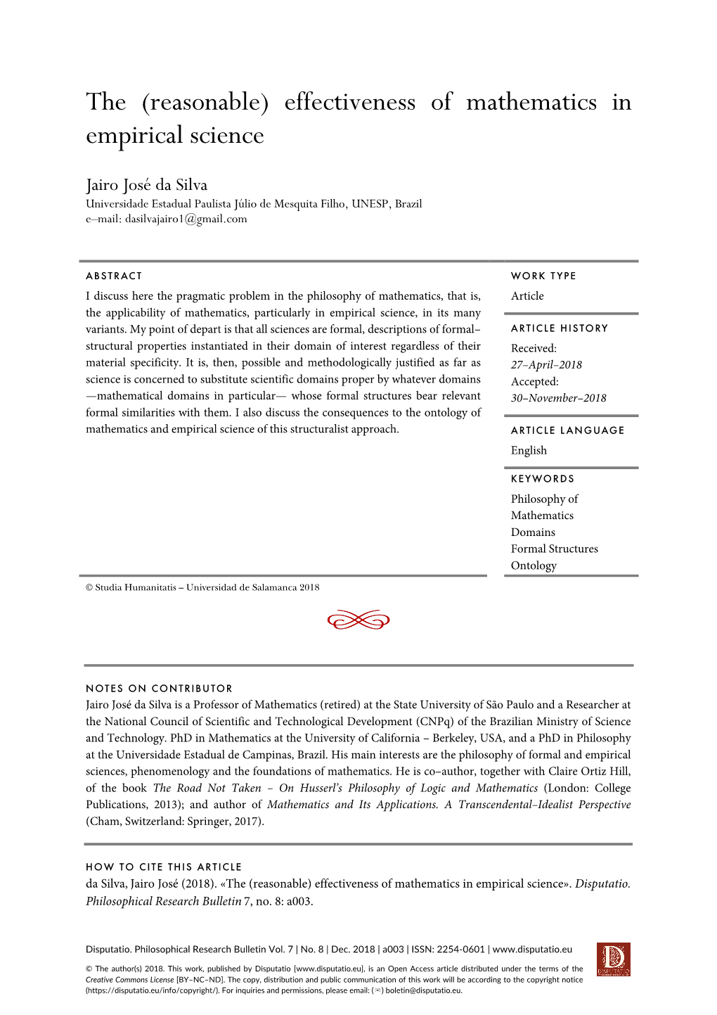 Effectiveness of Mathematics in Empirical Science