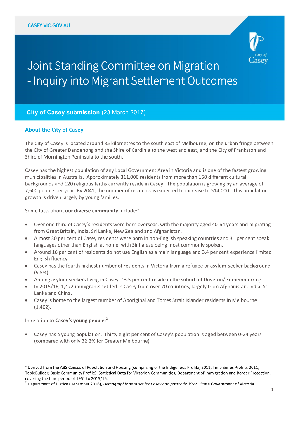 Inquiry Into Migrant Settlement Outcomes