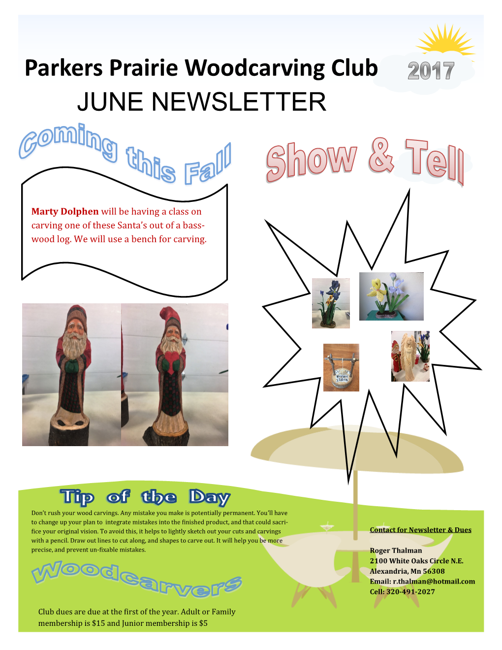 Parkers Prairie Woodcarving Club JUNE NEWSLETTER