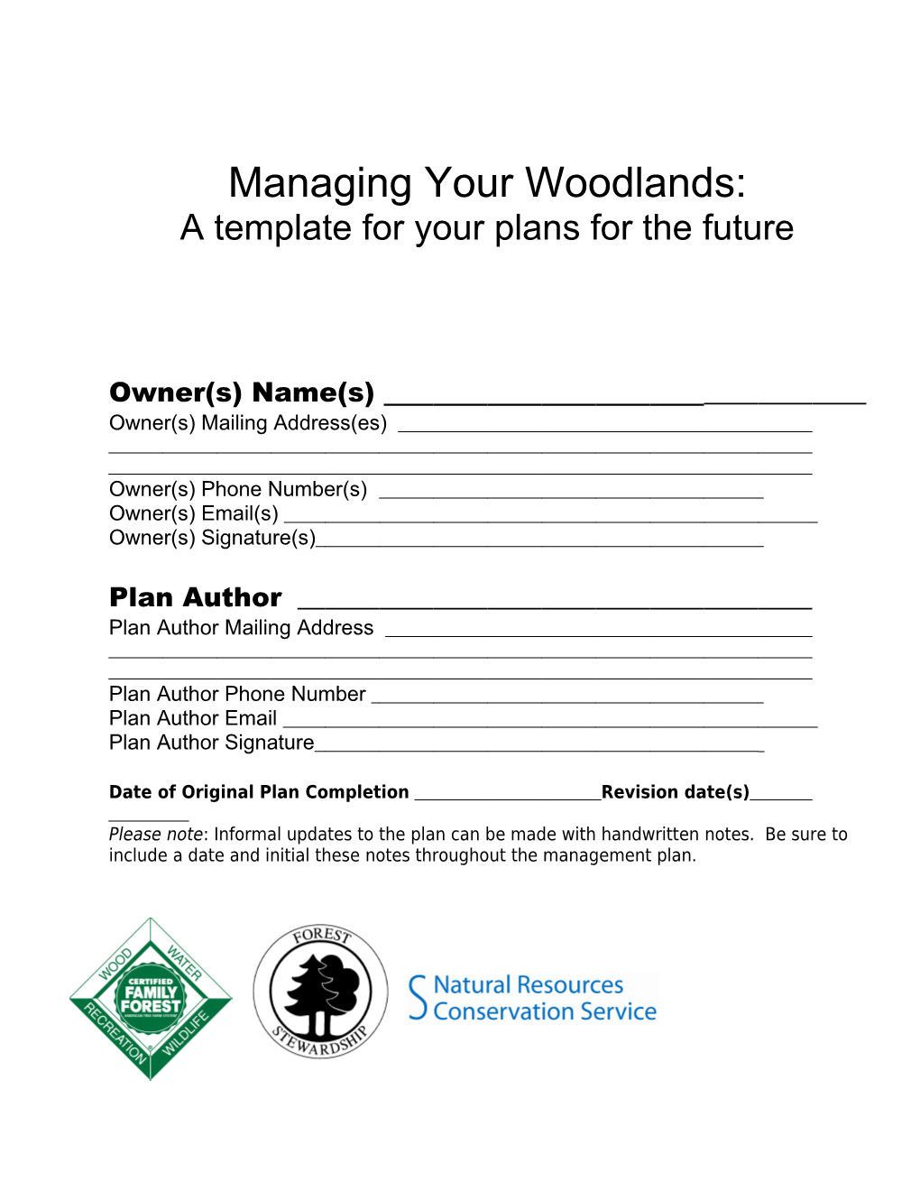 106 Forest Mgmt Plan Template