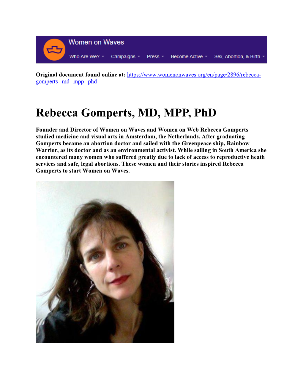 Rebecca Gomperts, MD, MPP, Phd