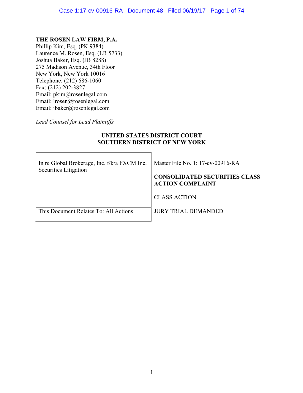 Case 1:17-Cv-00916-RA Document 48 Filed 06/19/17 Page 1 of 74