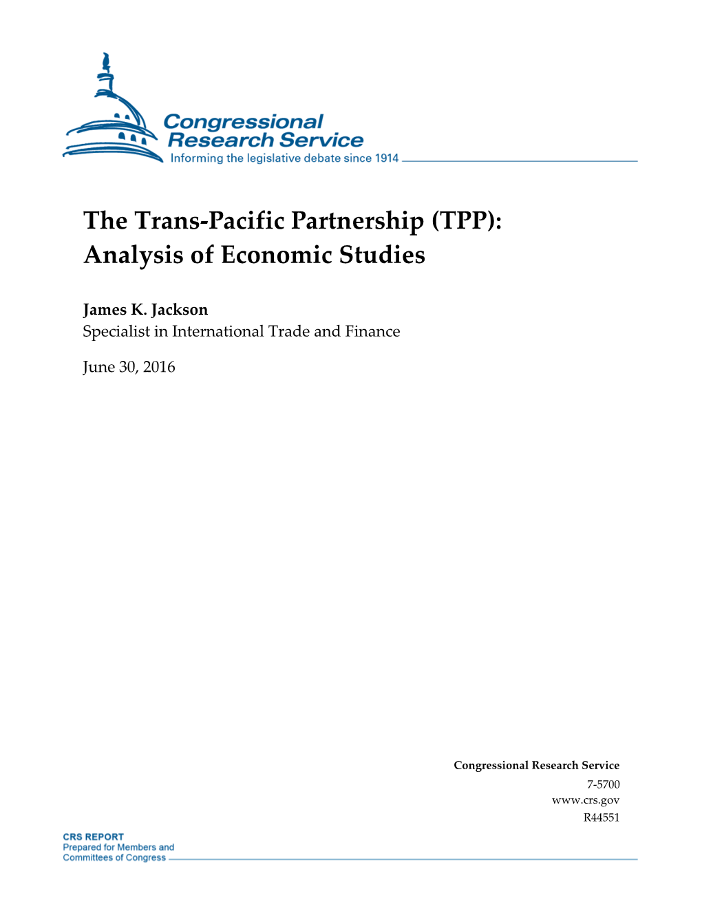 The Trans-Pacific Partnership (TPP): Analysis of Economic Studies