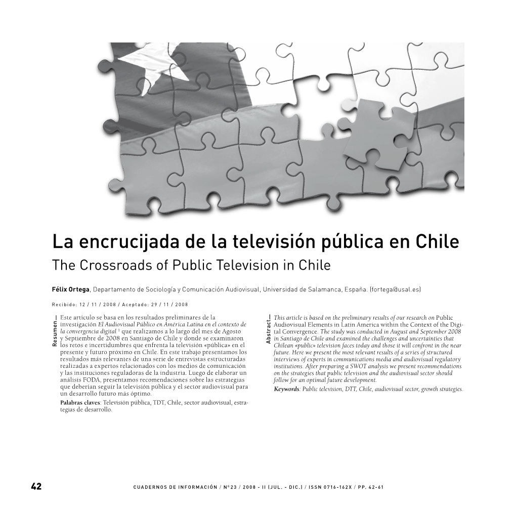 La Encrucijada De La Televisión Pública En Chile the Crossroads of Public Television in Chile