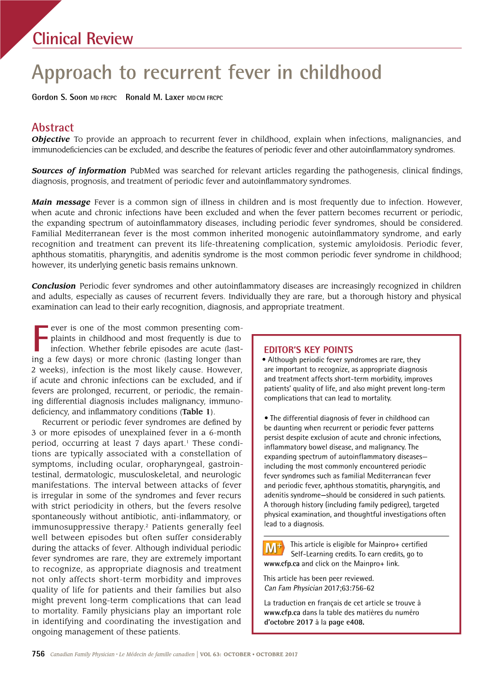 Approach to Recurrent Fever in Childhood