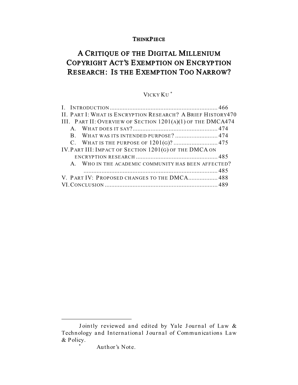 A Critique of the Digital Millenium Copyright Act's