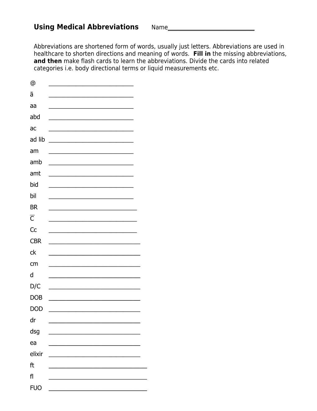 IHS 12 Medical Abbreviations JM