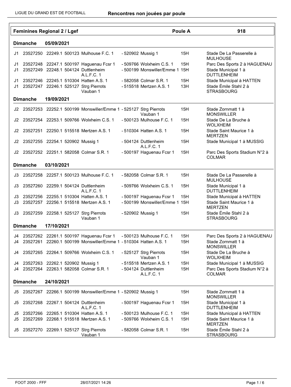 Calendriers REGIONAL 2 FEMININE