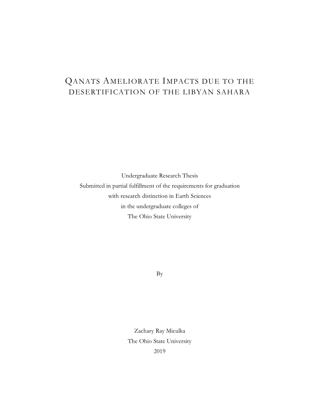 Qanats Ameliorate Impacts Due to the Desertification of the Libyan Sahara