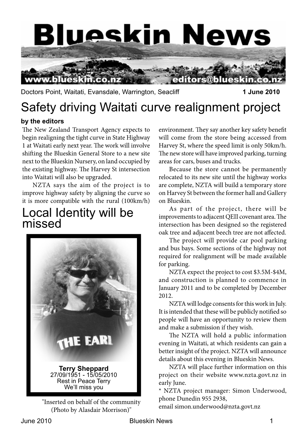 Safety Driving Waitati Curve Realignment Project by the Editors the New Zealand Transport Agency Expects to Environment