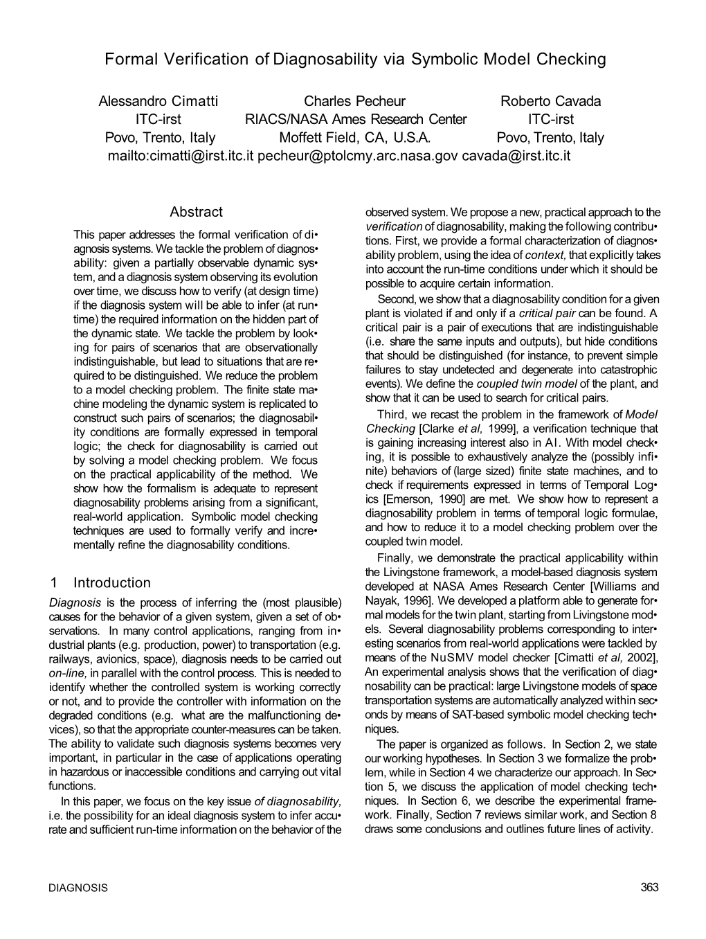 Formal Verification of Diagnosability Via Symbolic Model Checking