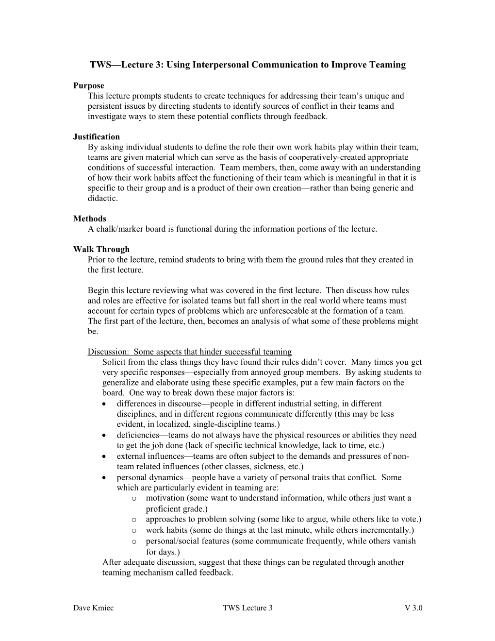 TWS Lecture 3: Using Interpersonal Communication to Improve Teaming