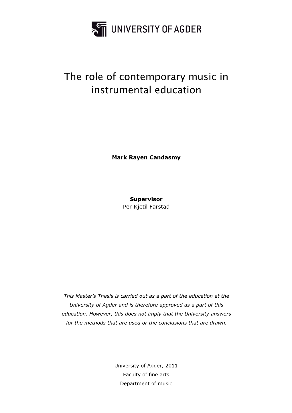 The Role of Contemporary Music in Instrumental Education