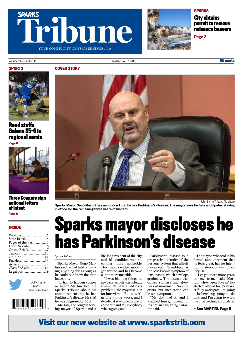 Sparks Mayor Discloses He Has Parkinson's Disease