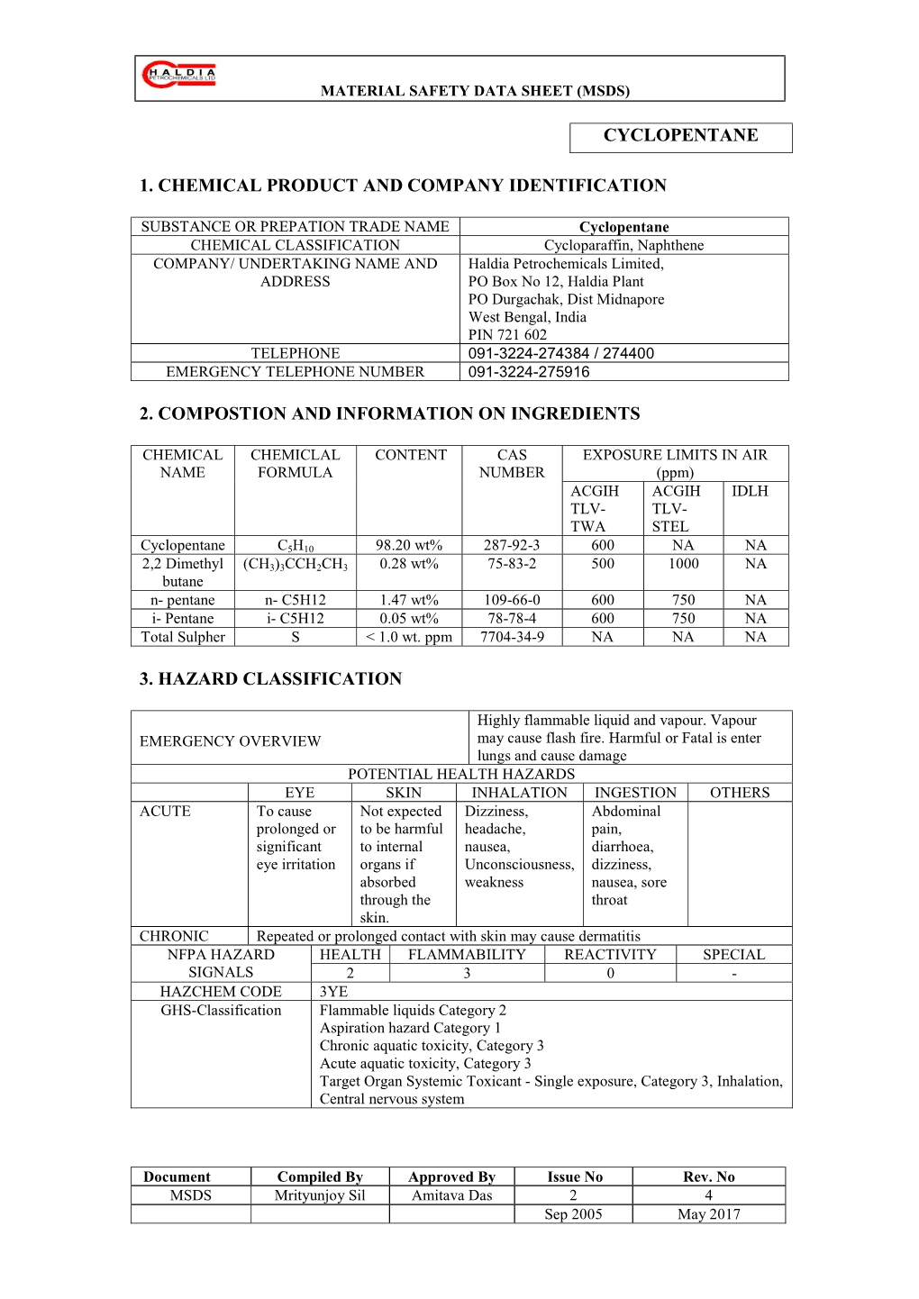 MSDS Cyclopentane (1).Pdf