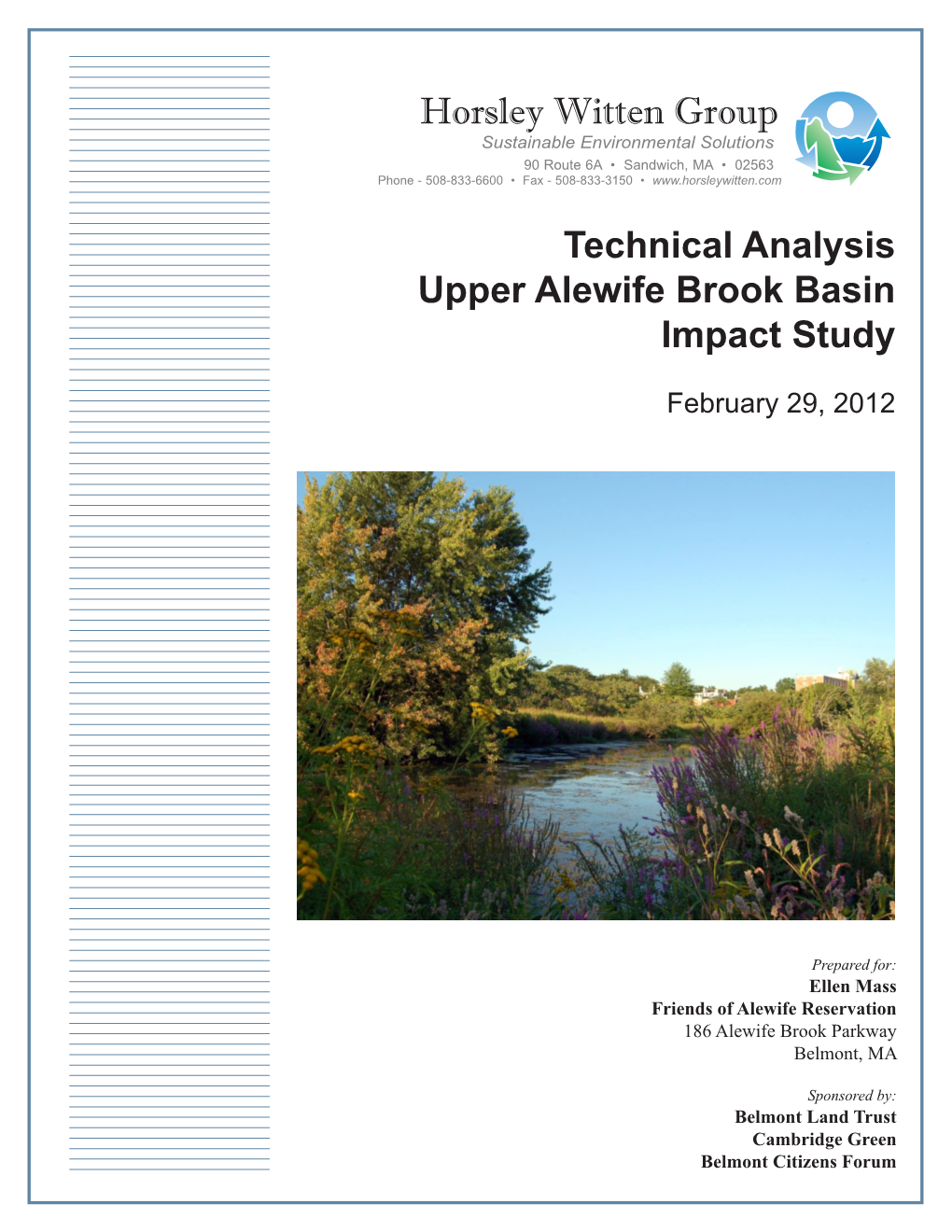 Horsley Witten Group Technical Analysis Upper Alewife Brook Basin