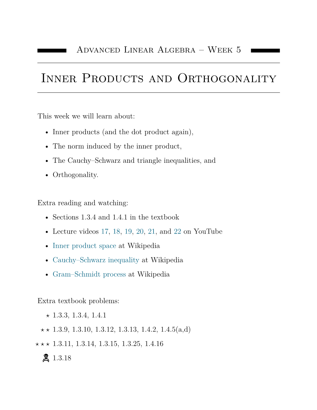 Inner Products and Orthogonality