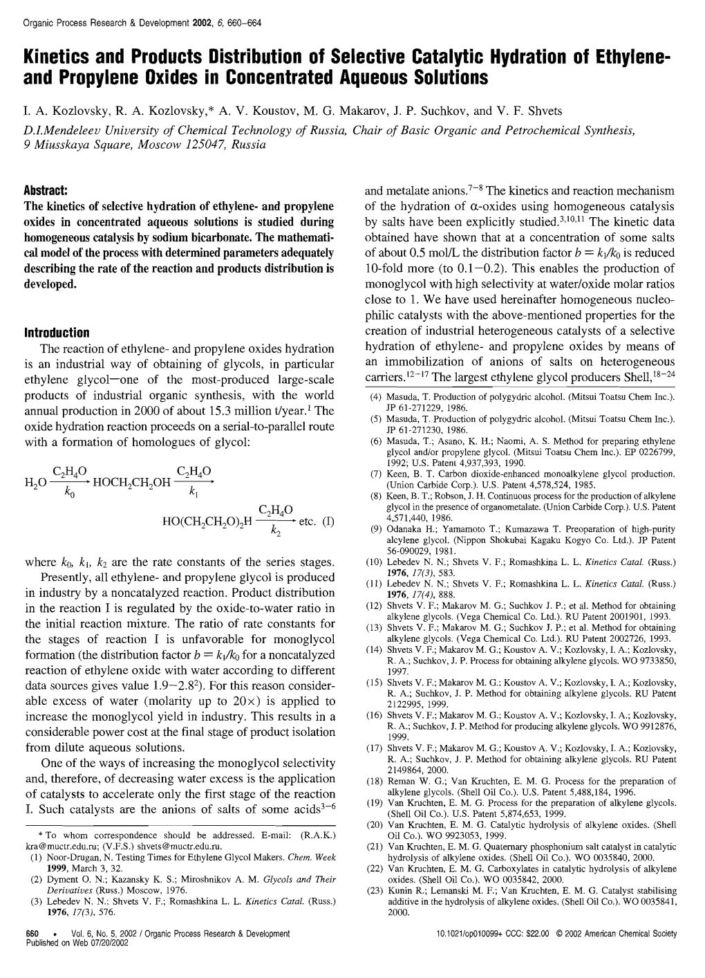 Kinetics and Products Distribution of Selective Catalytic Hydration of Ethylene­ and Propylene Oxides in Concentrated Aqueous Solutions