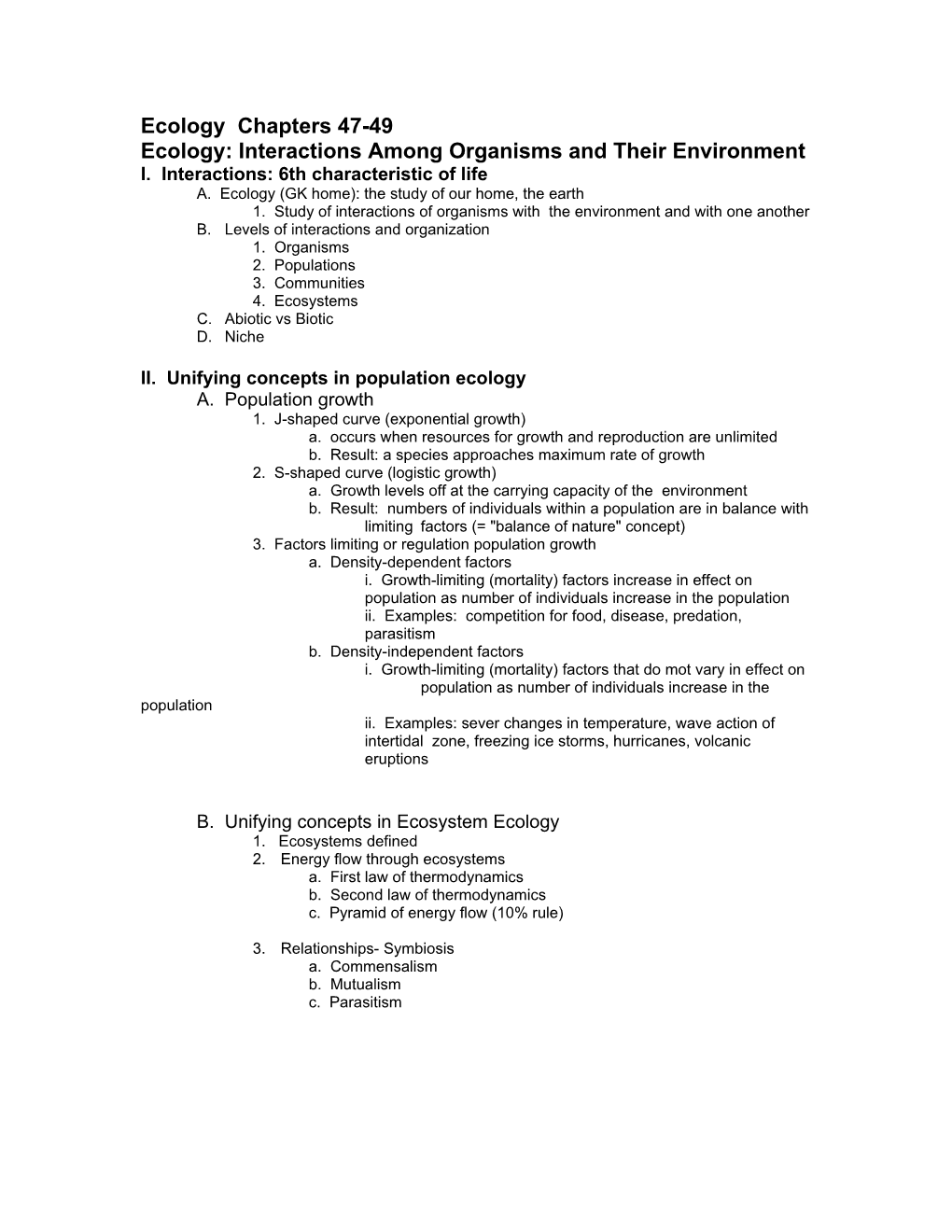 Ecology: Interactions Among Organisms and Their Environment