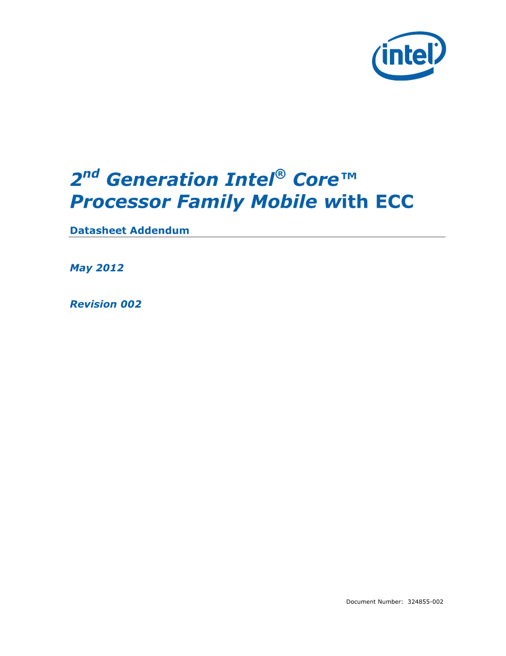 2Nd Generation Intel® Core™ Processor Family Mobile with ECC