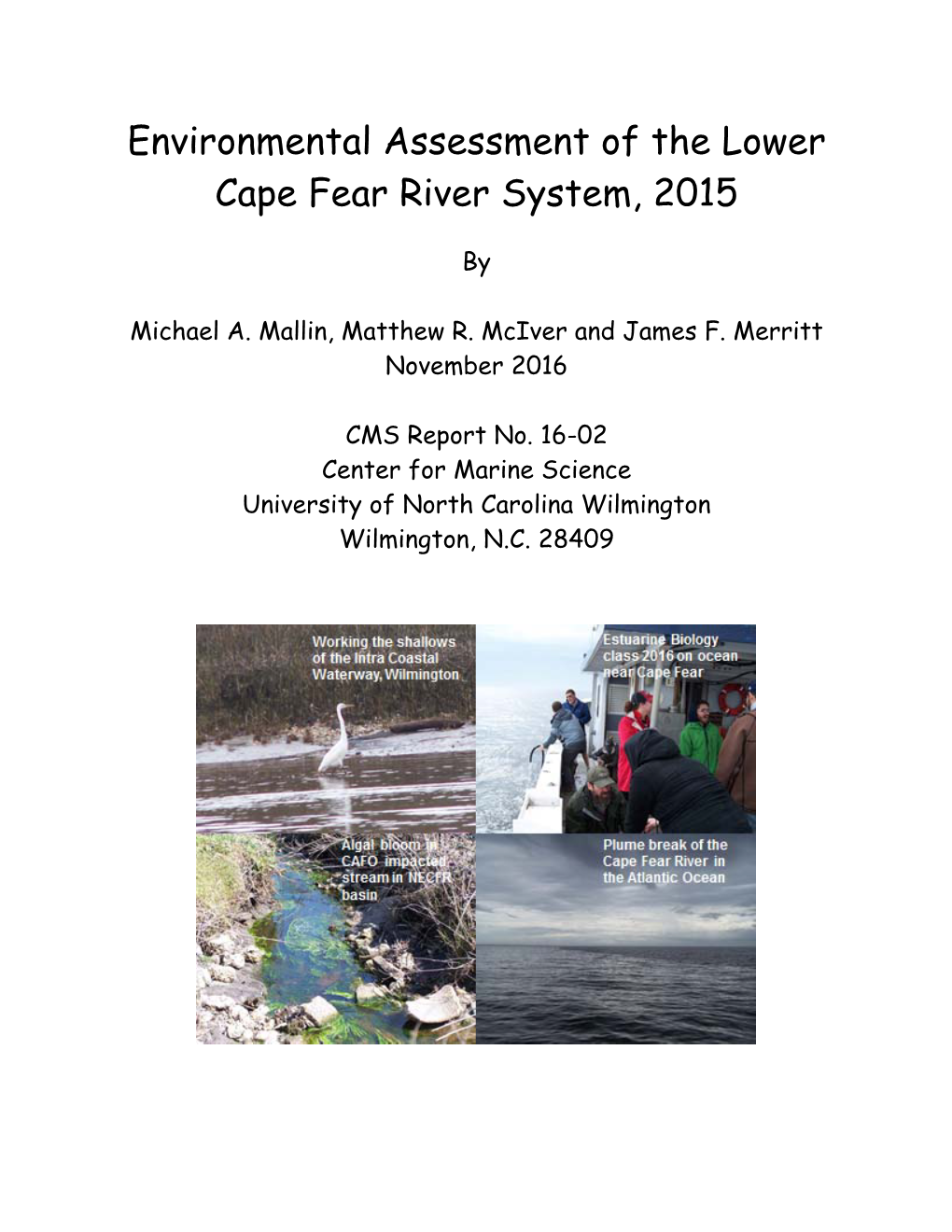 Environmental Assessment of the Lower Cape Fear River System, 2015