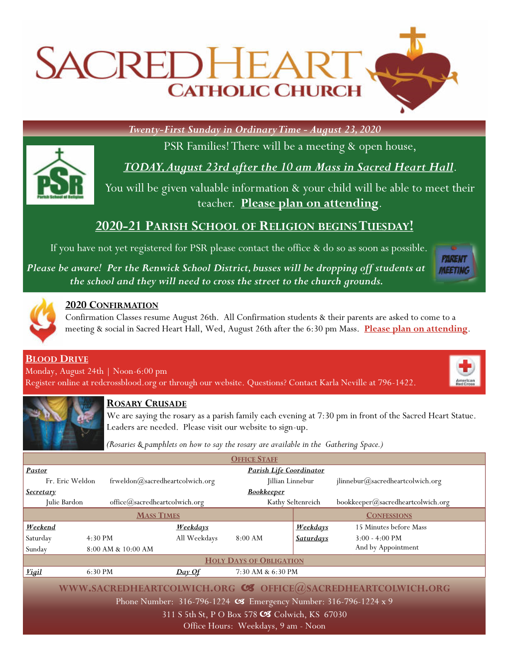 2020-21 Parish School of Religion Begins Tuesday!