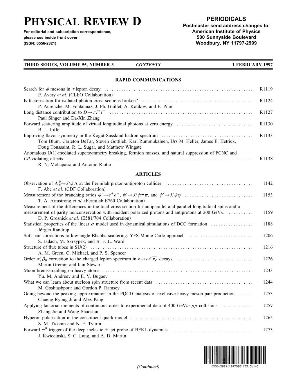 Table of Contents (Print)